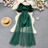 Fairy Puffy Sleeve Strapless Mesh Dress