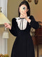 Vintage Black Long Sleeve Velvet Dress