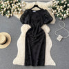 Beaded Feather-decorated Black Dress