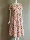 Vintage Lace Trim Floral Frint Dress