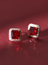 Wine Red CZ Diamond Earrings