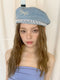 Y2K Bow Pearl Beret Hat