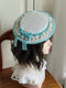 Vintage Blue Flower Bow Hat