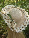 Vintage Large Hem Daisy Straw Hat
