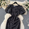 Beaded Feather-decorated Black Dress