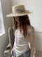 Vintage Bow Flat Straw Hat