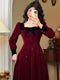 Vintage Wine-red Sparkling Dress