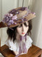 Vintage Purple Flower Flat Hat