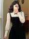 Vintage Faked 2pcs Lace Long Sleeve Dress