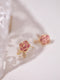 Pink Rose Earrings 2 Pairs