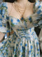 Vintage Floral Lace Up Dress