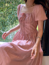 Vintage Pink Square Neck Dress