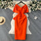 Beaded Pleated Ruffle Orange Dress