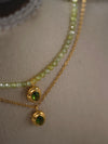 Olivine Bead/ Titanium Necklace