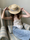 Vintage Bow Flat Straw Hat