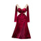 V-neck Backless Mesh Patchwork Velvet Dress