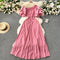 Fairy Pink Slant Neckline Pleated Dress