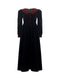 Vintage Velvet Red Button Long Sleeve Dress