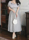 Vintage Gray Ruffled Neck Dress