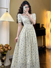 Vintage Floral Square Neck Dress