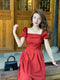 Romantic Red Square Neck Dress
