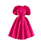 Round Collar Pleated Puffy Dress