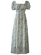 French Floral Lace Up Waist Dress
