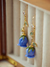 Blue Roses Glaze Earrings