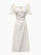 French White Square Neck Dress