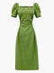 Vintage Green Square Neck Dress