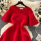 Elegant Solid Color Waist-slimming Dress