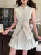 Elegant Sleeveless Top+ Pleated Skirt 2pcs Set