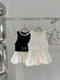 Elegant Pearl Neck Top+ Split Skirt 2pcs Set