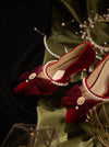Vintage Pearl Velvet Shoes