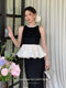 Elegant Pearl Neck Top+ Split Skirt 2pcs Set