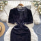 Mesh Bow-tie Black Velvet Dress