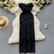 Furry Trim Waist-slimming Black Dress