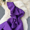 Purple Ruffled One-shoulder Slim Dress