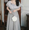 Vintage Gray Ruffled Neck Dress