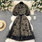 Courtly Bow-tie Floral Embroidered Party Dress