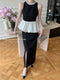 Elegant Pearl Neck Top+ Split Skirt 2pcs Set