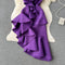 Purple Ruffled One-shoulder Slim Dress