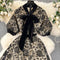 Courtly Bow-tie Floral Embroidered Party Dress