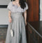 Vintage Gray Ruffled Neck Dress