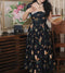 Vintage Sunflower Lace Neck Dress