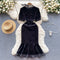 Mesh Bow-tie Black Velvet Dress