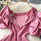 Fairy Pink Slant Neckline Pleated Dress