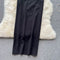 Furry Trim Waist-slimming Black Dress