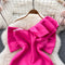 Rose Red Irregular 3d Bow Dress