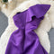 Purple Ruffled One-shoulder Slim Dress